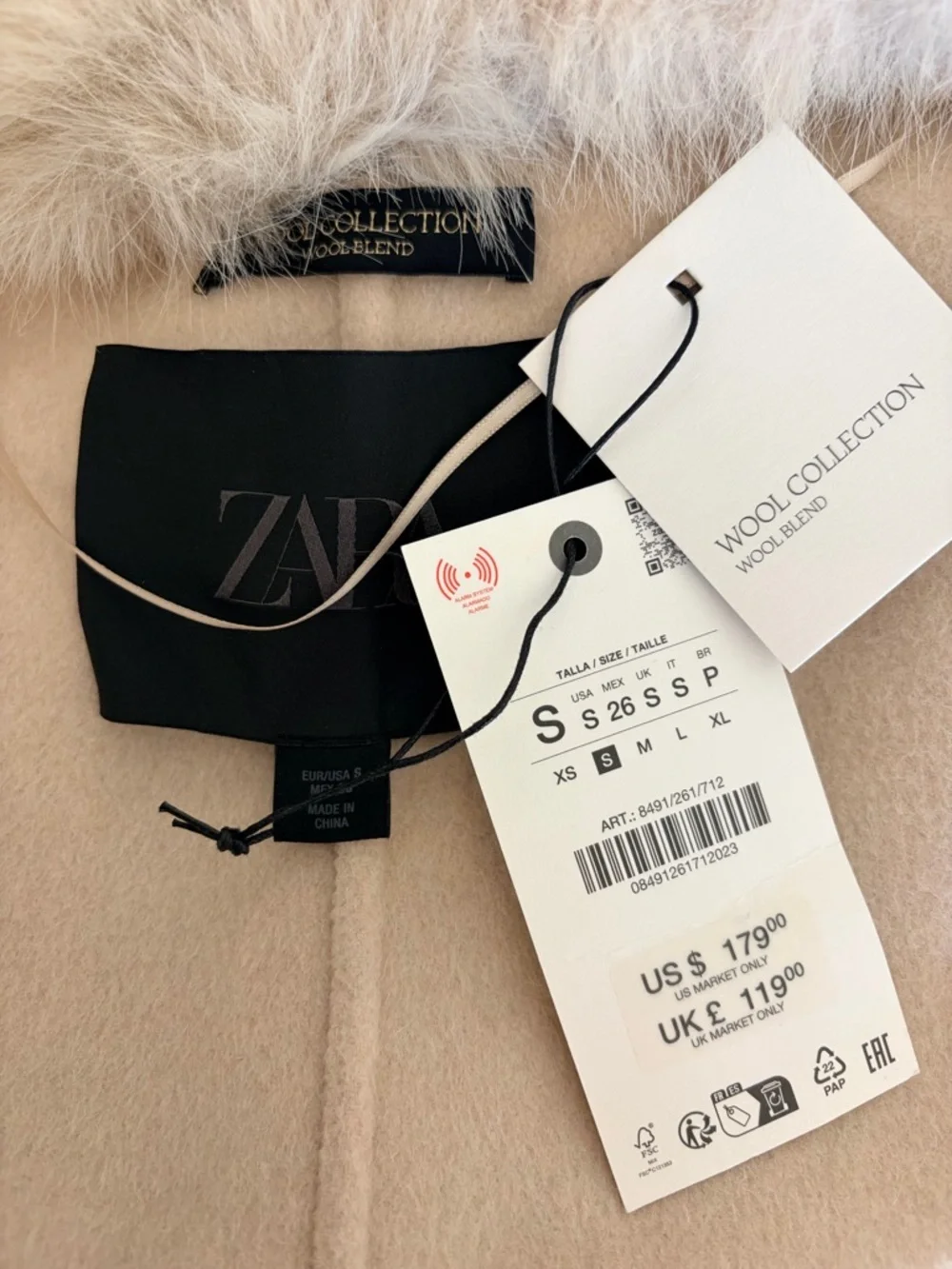 Zara Cream Sleeveless Belted Vest with Faux Fur Collar | S - Picture 6 of 7